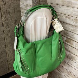 NWT B Makowsky Boho Leather Kiwi Shoulder Bag